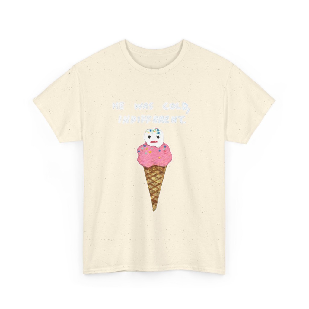 T-Shirt with Cold, Indifferent Ice Cream Graphic