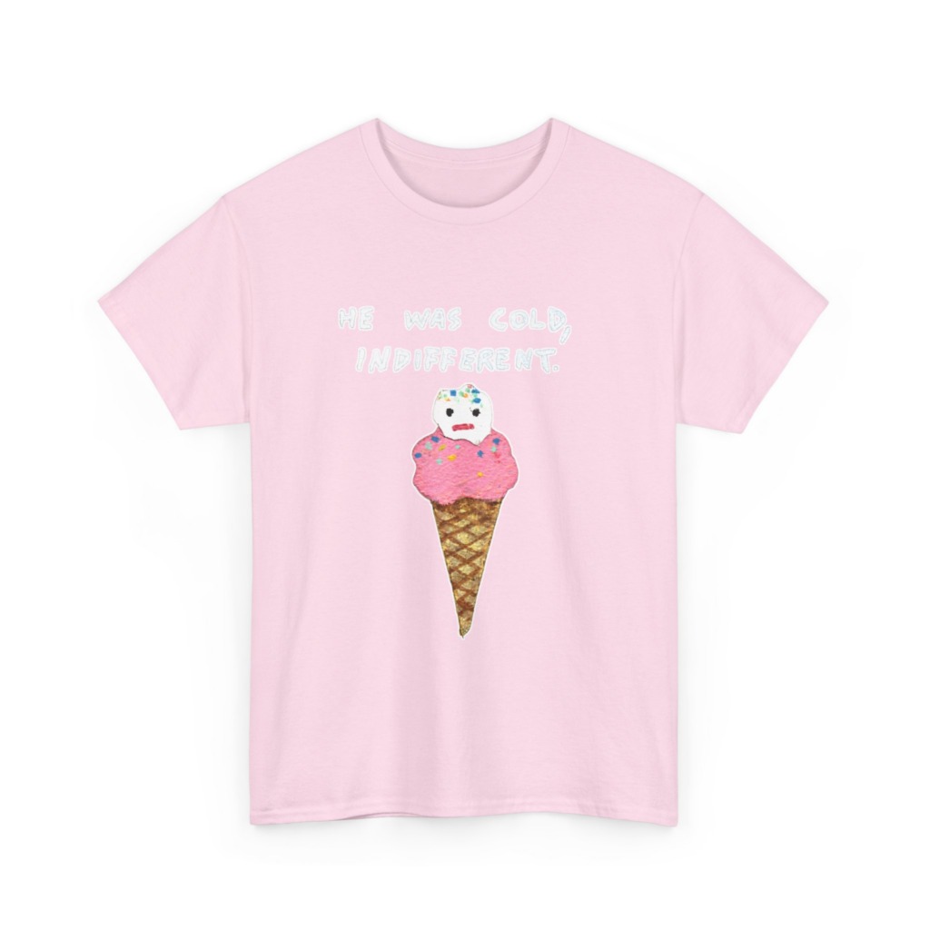 T-Shirt with Cold, Indifferent Ice Cream Graphic