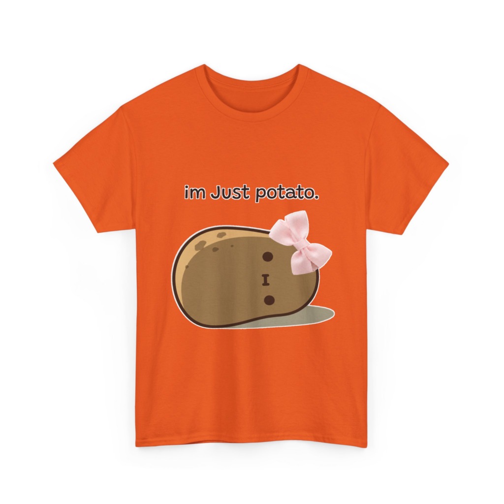 White 'im Just potato.' Pink Bow Potato Tee