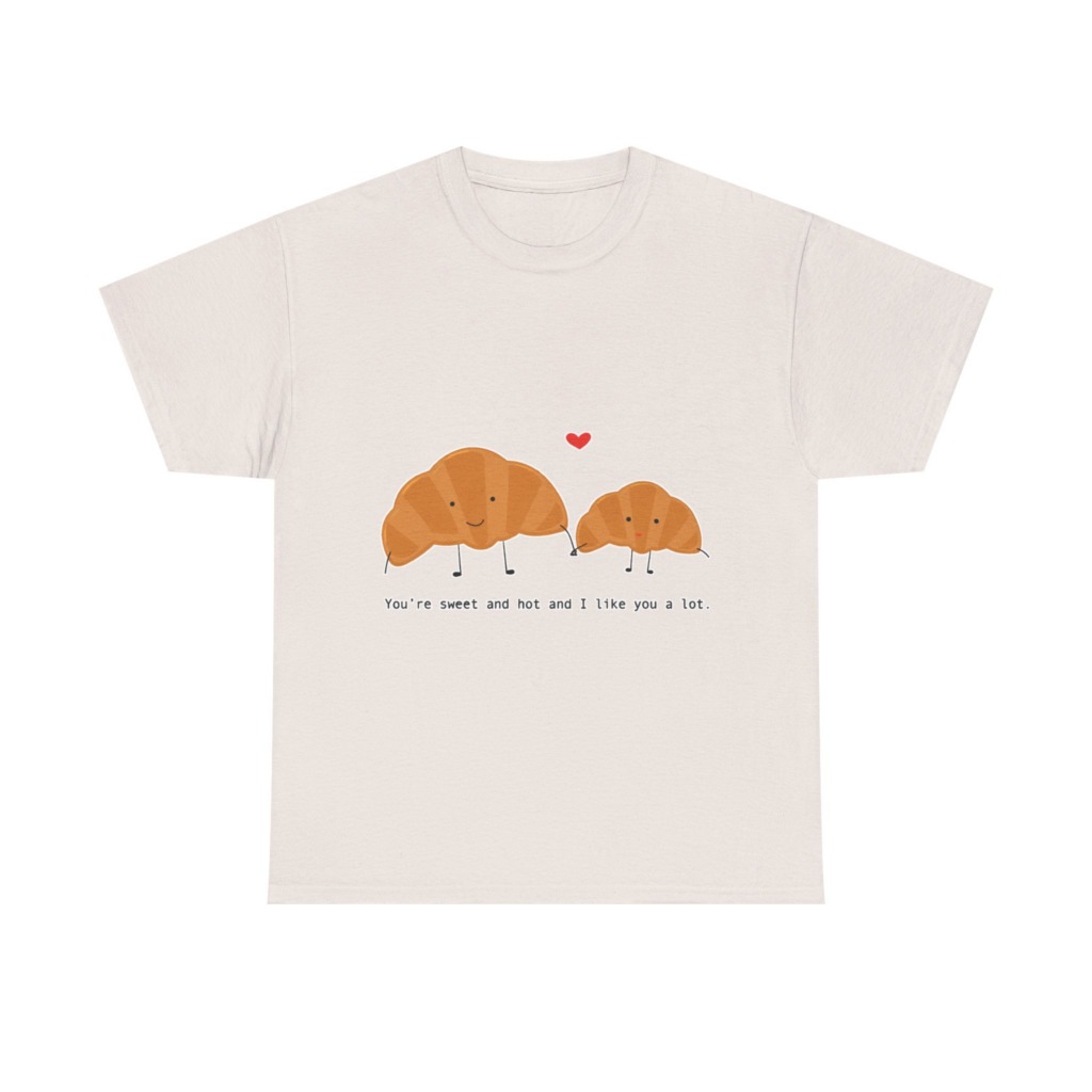 T-Shirt: Croissant Couple 'Sweet & Hot' Graphic Tee