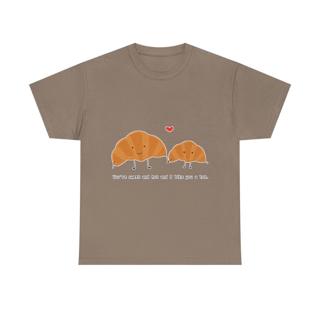 T-Shirt: Croissant Couple 'Sweet & Hot' Graphic Tee
