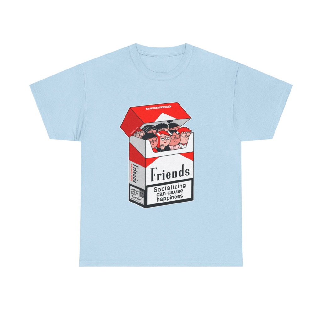 Graphic Tee: Friends Socializing Cigarette Pack