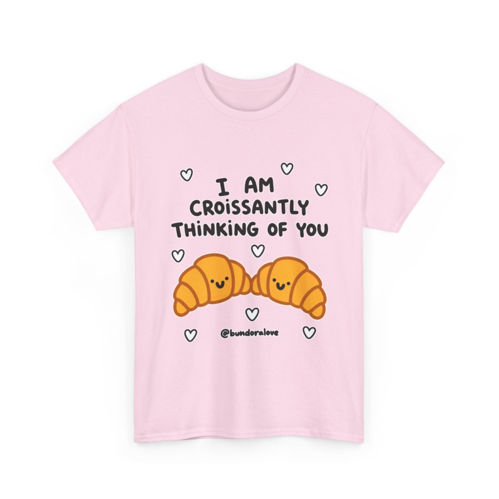 White T-Shirt: Croissantly Thinking Of You Graphic Print