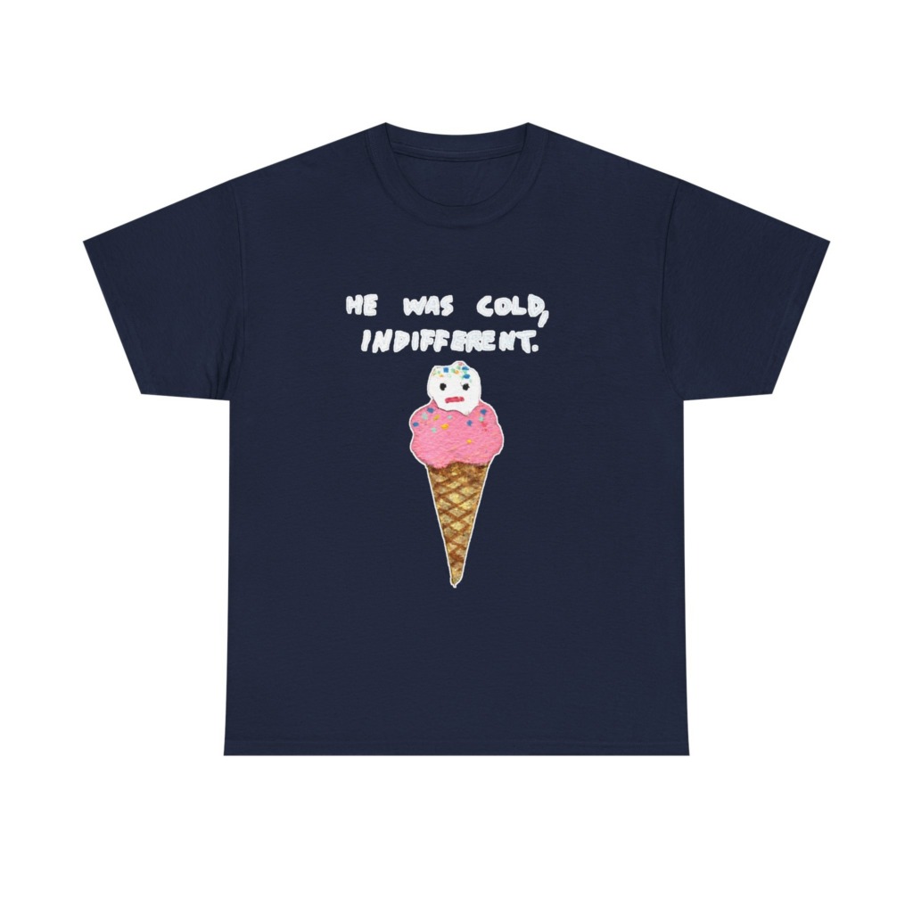 T-Shirt with Cold, Indifferent Ice Cream Graphic