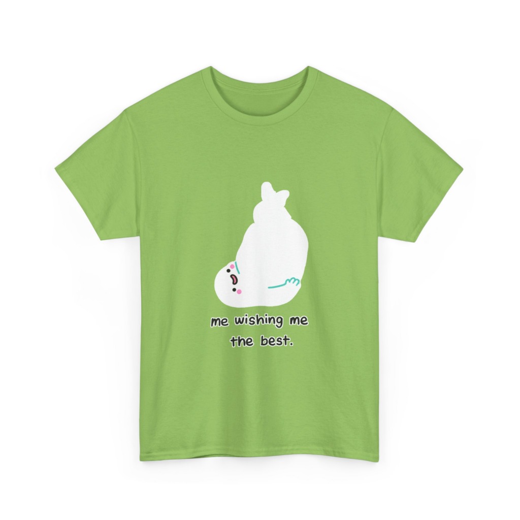 White T-Shirt: 'Wishing Me The Best' Cartoon Ghost Print