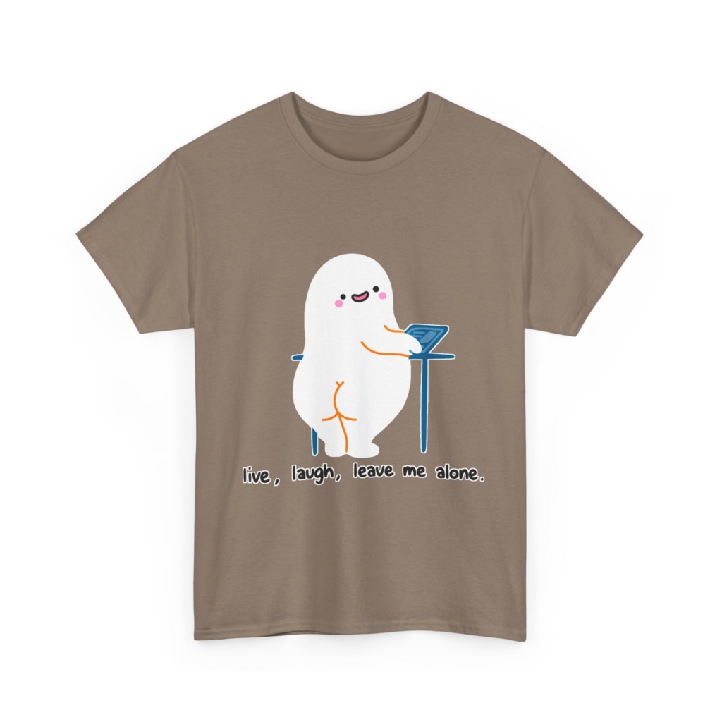 T-Shirt with Live, Laugh, Leave Me Alone Ghost Graphic