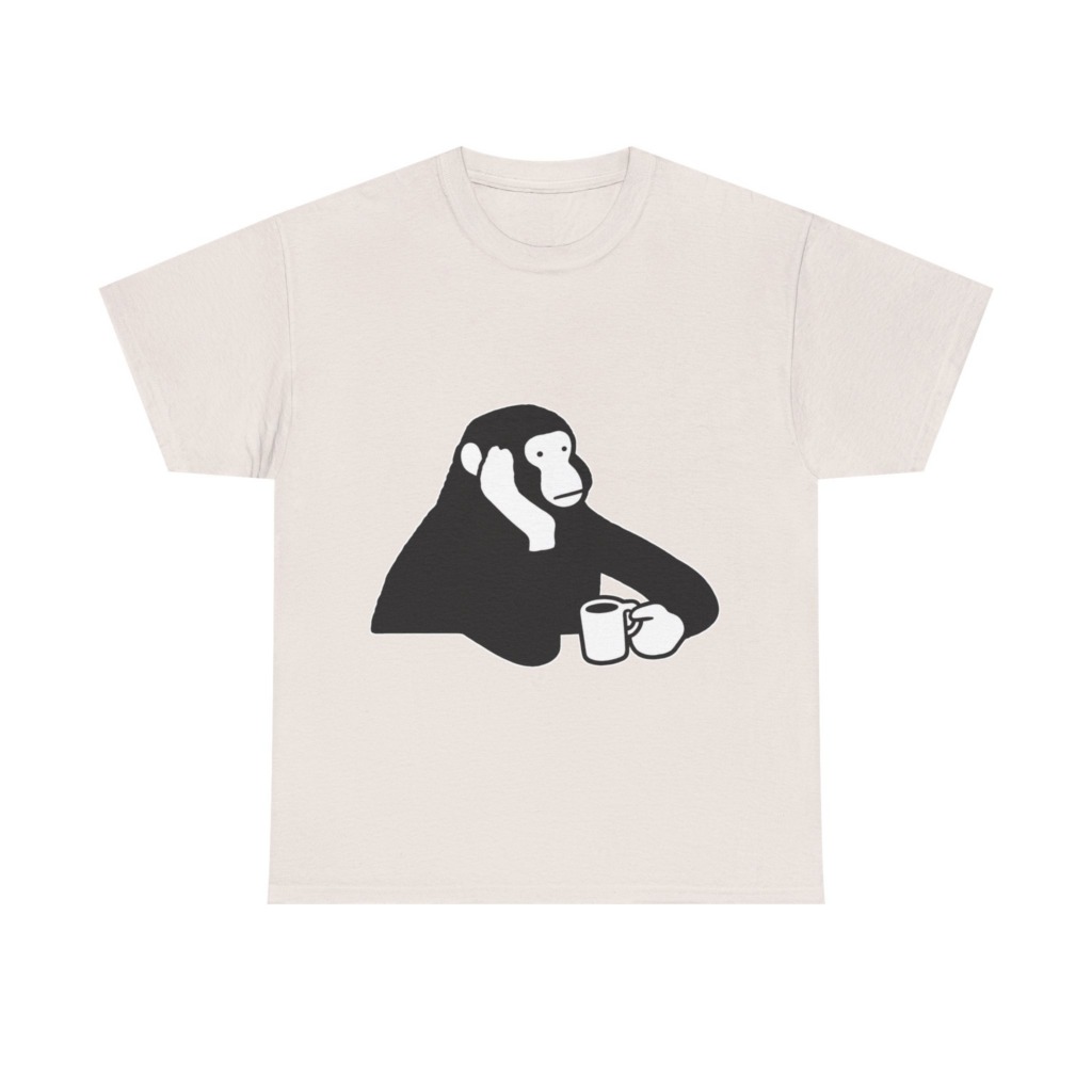 T-Shirt: Chimp with Coffee Mug Graphic