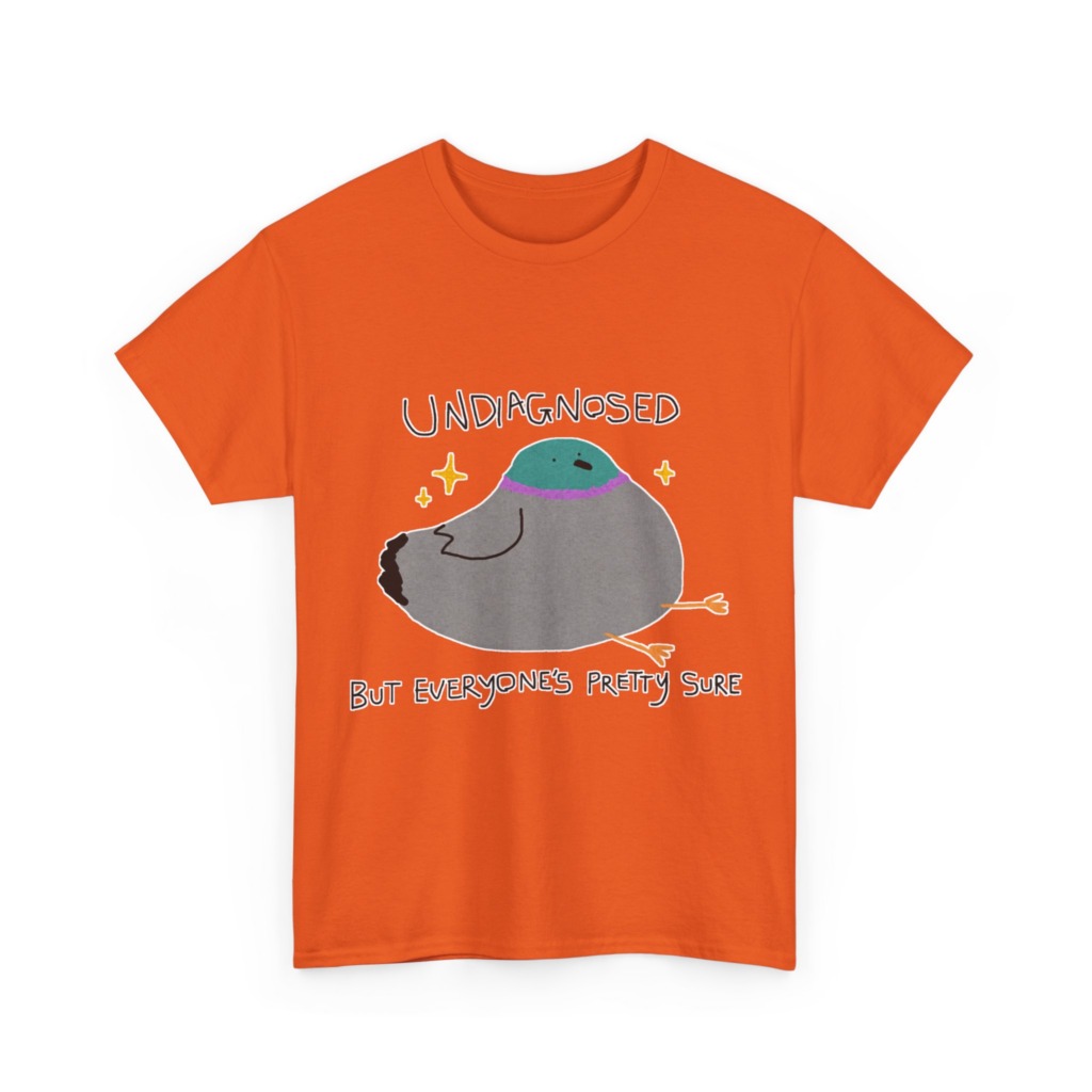 T-Shirt with Pigeon 'Undiagnosed' Graphic