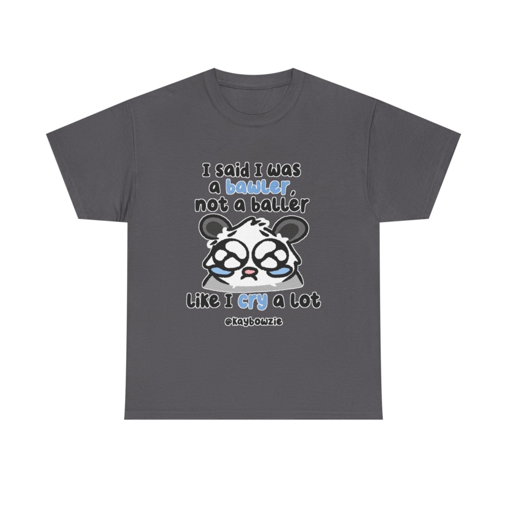 T-Shirt with Crying Animal 'Bawler Not Baller' Graphic