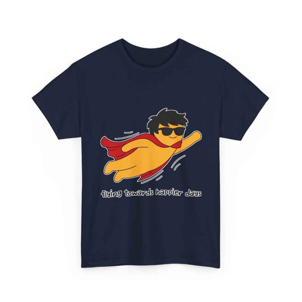 T-Shirt: Flying Hero 'Happier Days' Graphic Print