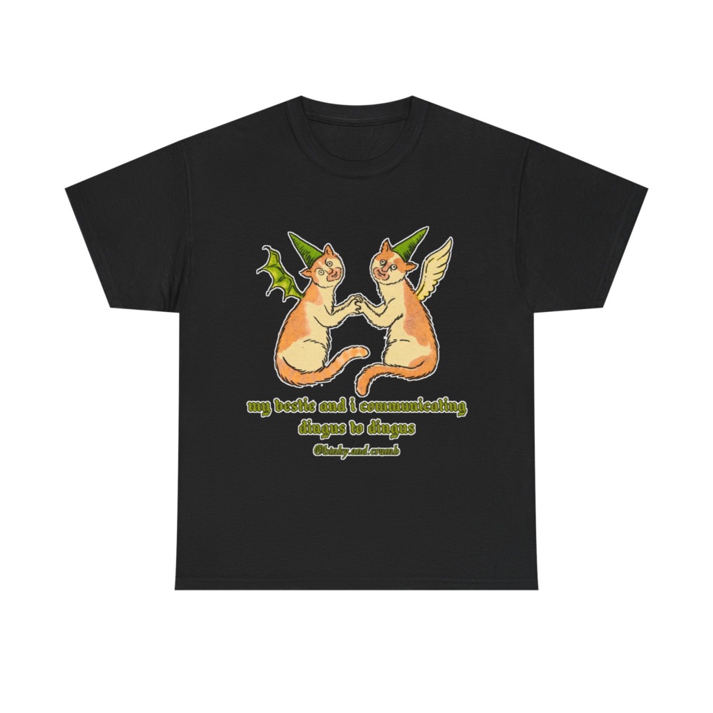 T-Shirt: Medieval Cat Besties 'Dingus to Dingus' Graphic
