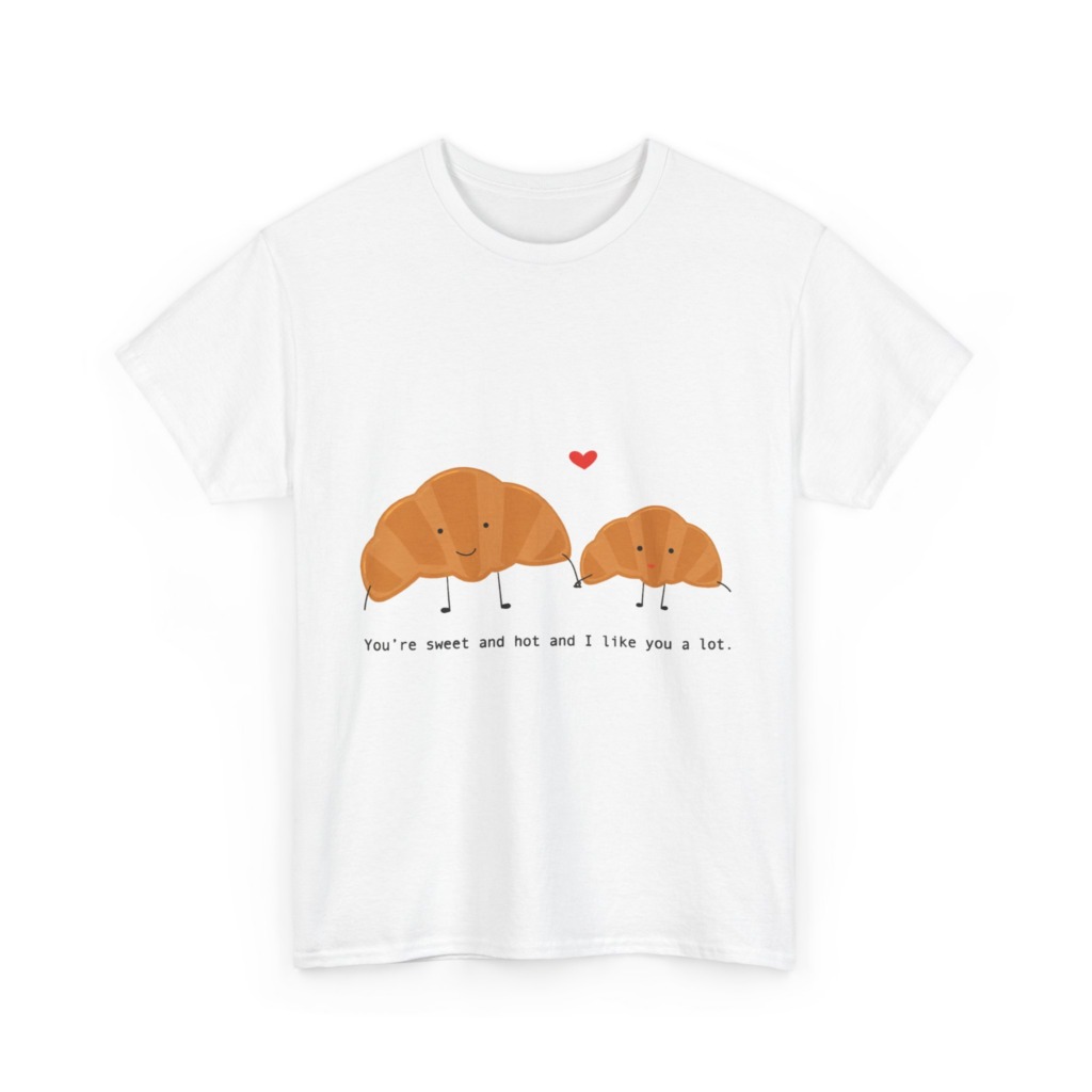 T-Shirt: Croissant Couple 'Sweet & Hot' Graphic Tee