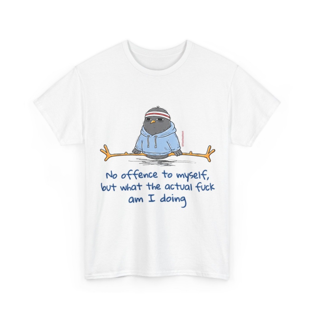 T-Shirt: 'What Am I Doing?' Pigeon Graphic Print