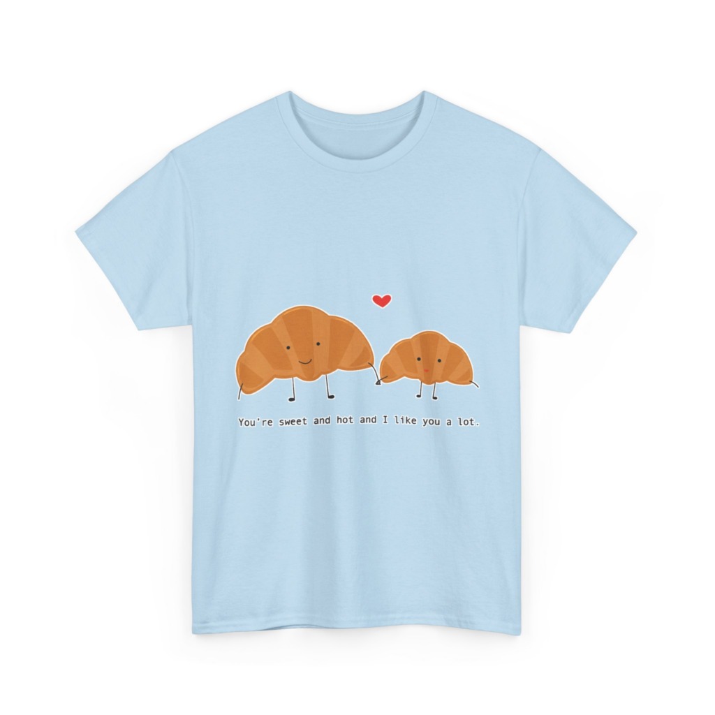 T-Shirt: Croissant Couple 'Sweet & Hot' Graphic Tee