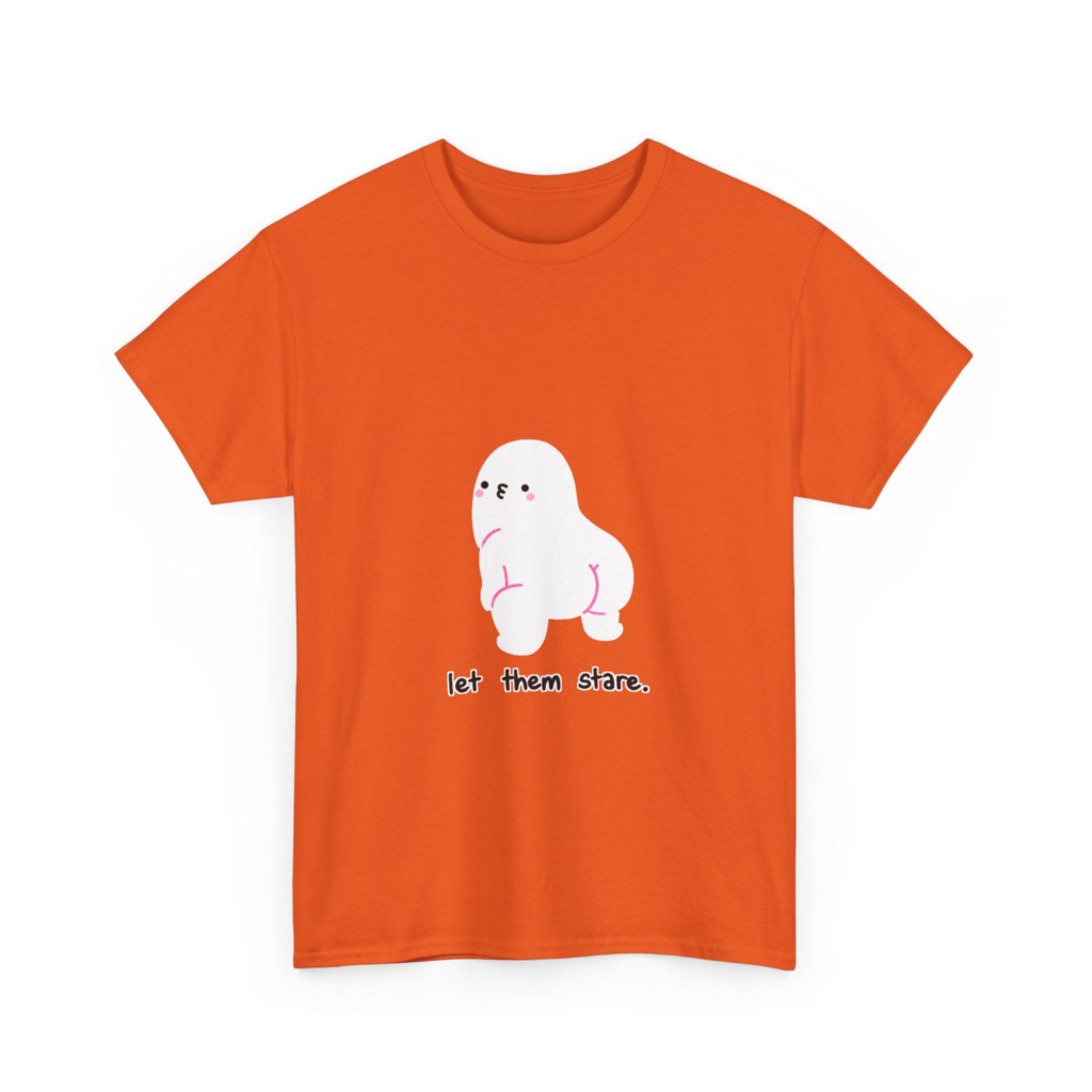 White Graphic Tee: Cute Blob 'Let Them Stare'