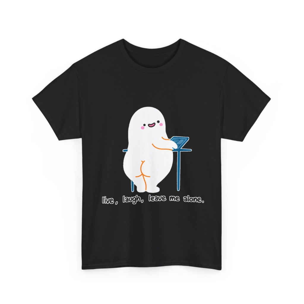 T-Shirt with Live, Laugh, Leave Me Alone Ghost Graphic