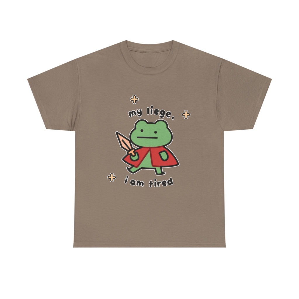 T-Shirt: Tired Frog Knight 'my liege, i am tired' Print