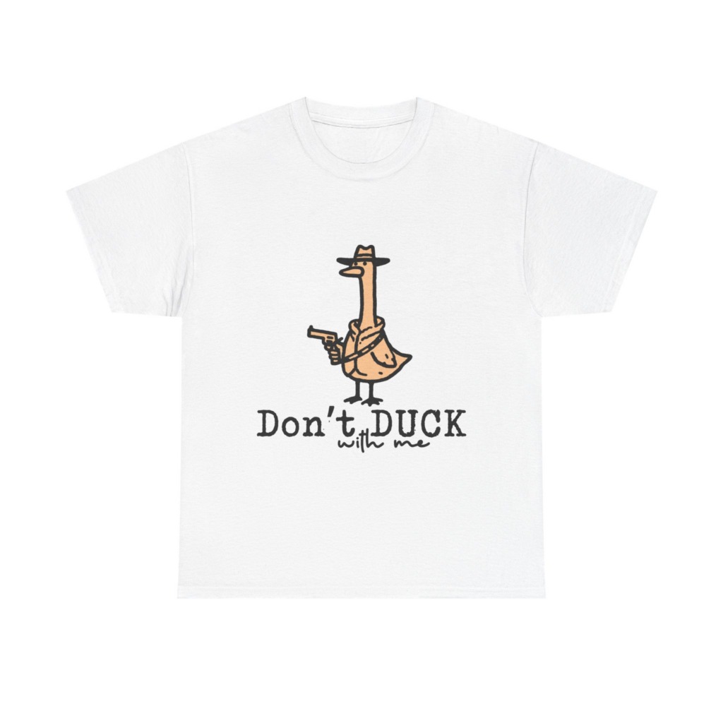White T-Shirt with Gangster Duck 'Don't Duck With Me' Print