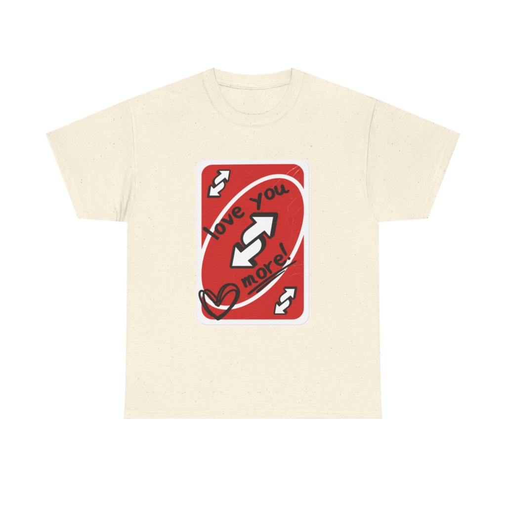 Red Love You More Reverse Card Graphic Tee
