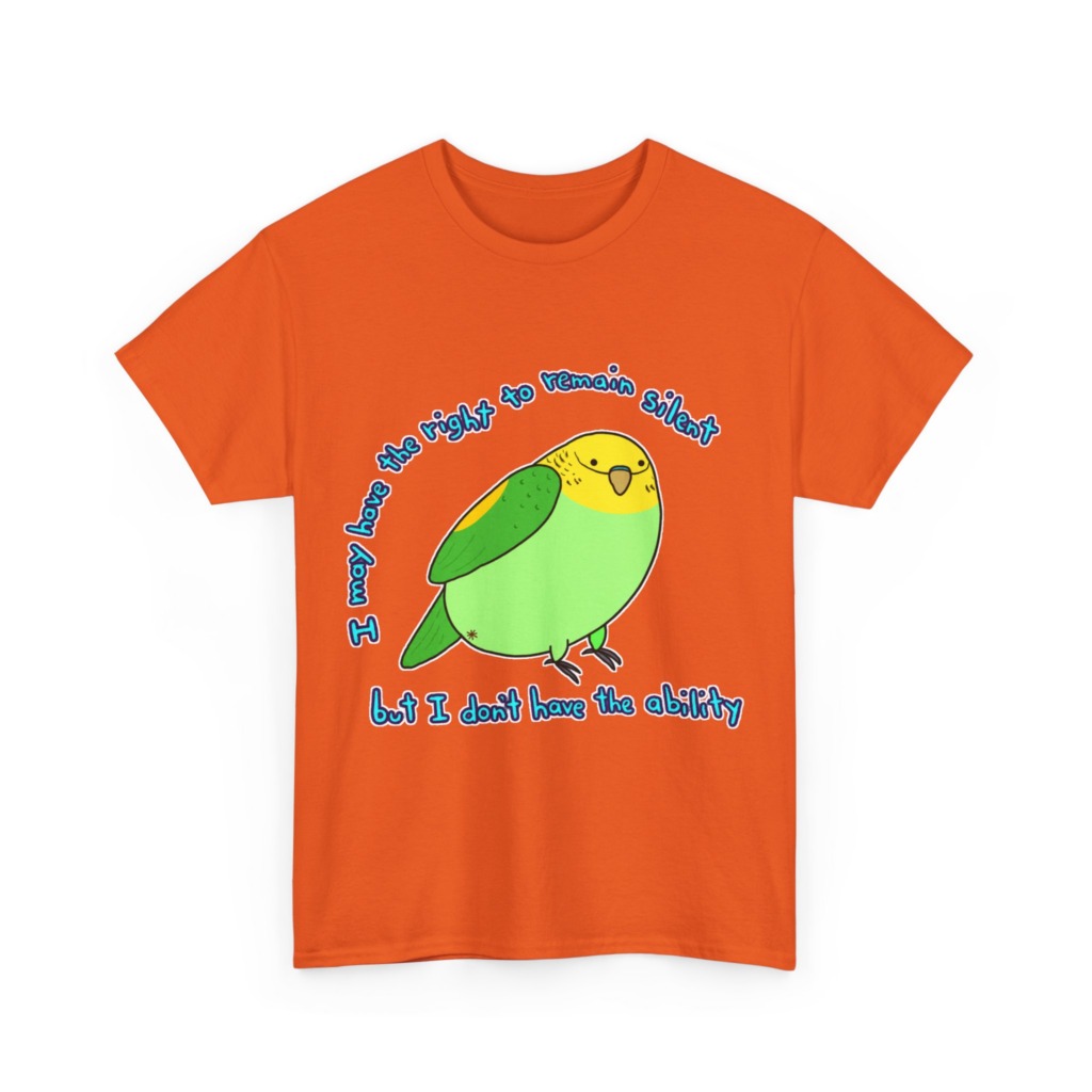 T-Shirt: Parakeet 'Right to Remain Silent' Quote