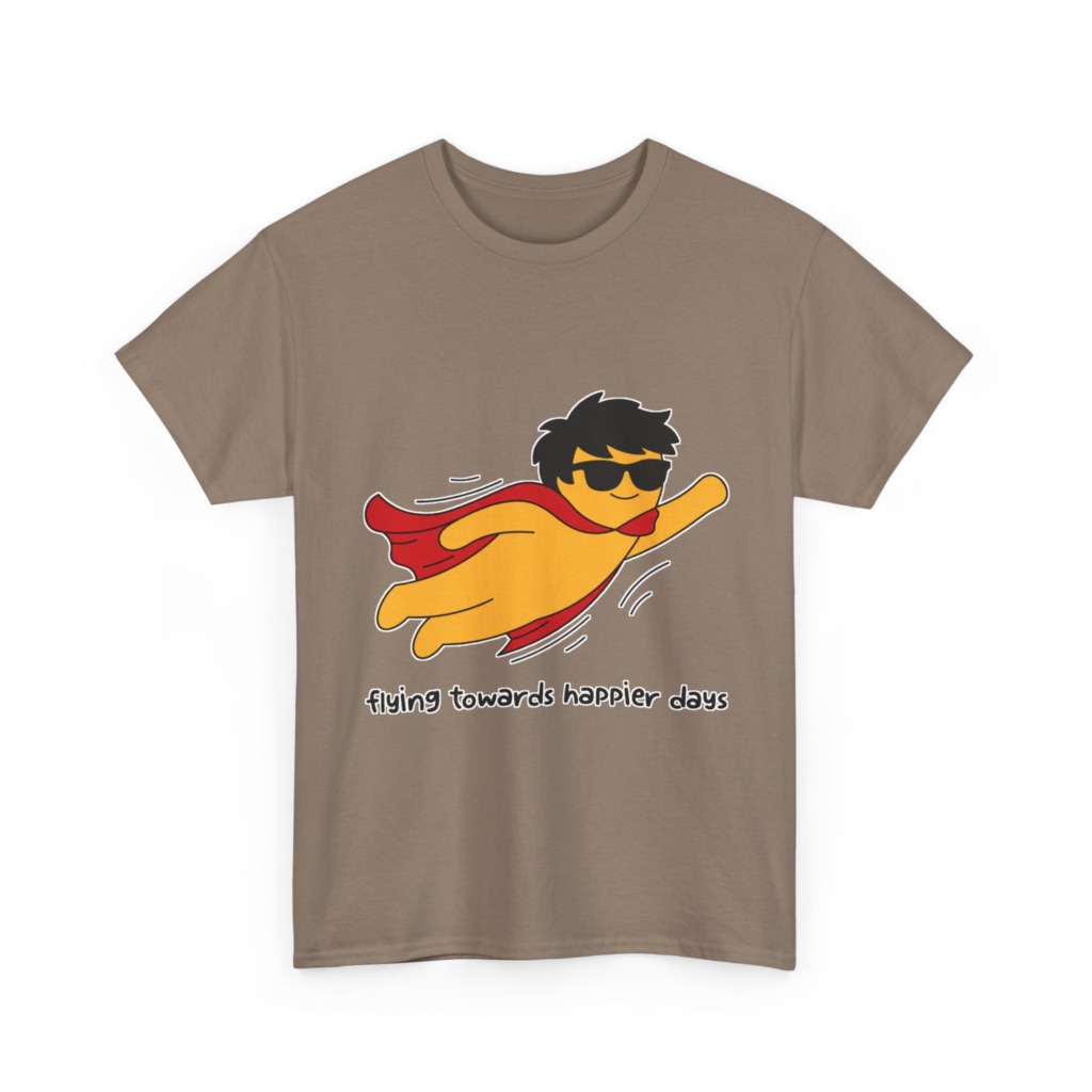 T-Shirt: Flying Hero 'Happier Days' Graphic Print