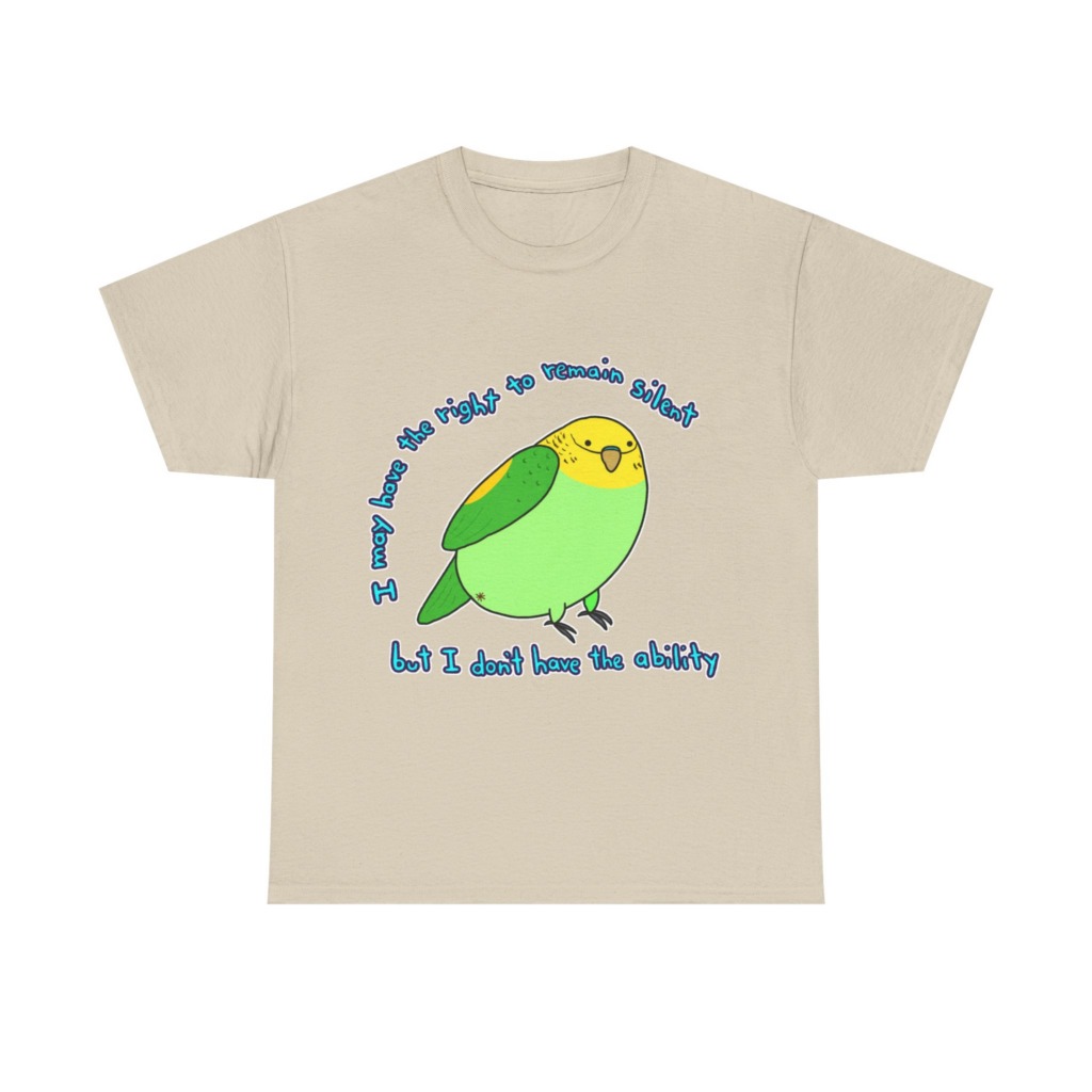 T-Shirt: Parakeet 'Right to Remain Silent' Quote