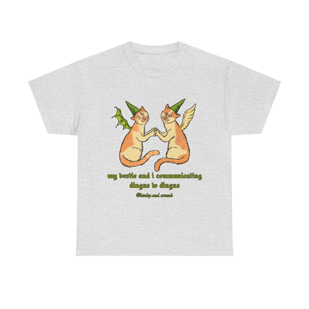 T-Shirt: Medieval Cat Besties 'Dingus to Dingus' Graphic