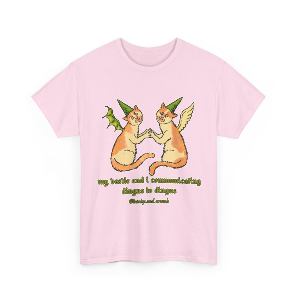 T-Shirt: Medieval Cat Besties 'Dingus to Dingus' Graphic