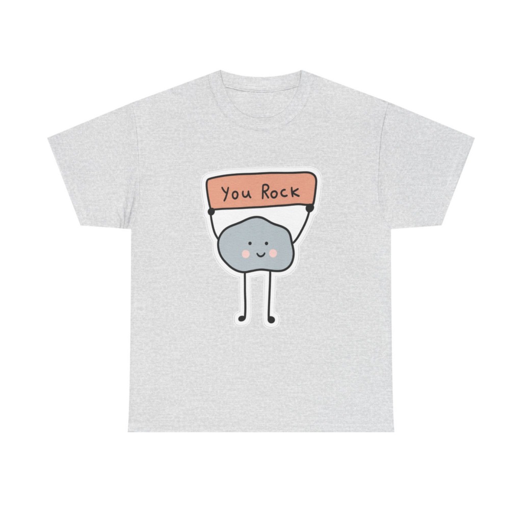 T-Shirt: Cute Rock Holding 'You Rock' Sign
