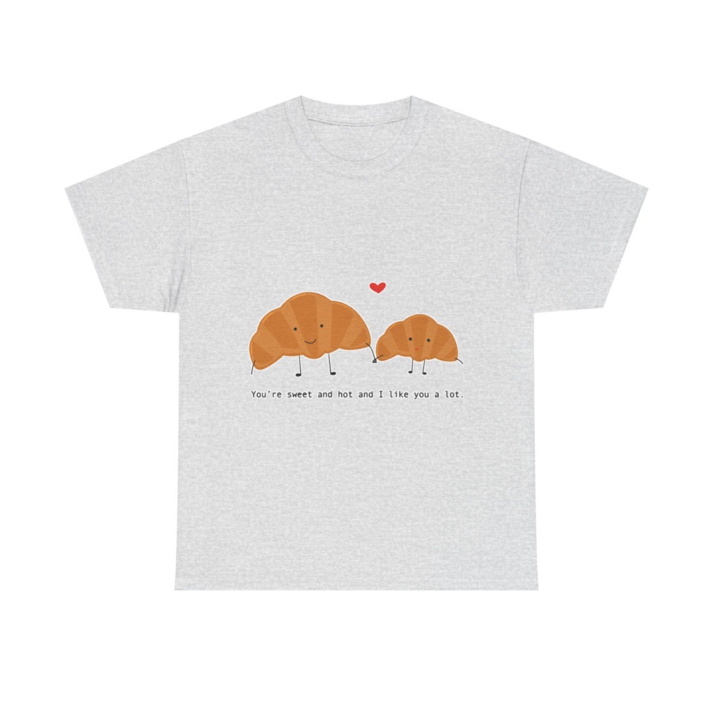 T-Shirt: Croissant Couple 'Sweet & Hot' Graphic Tee