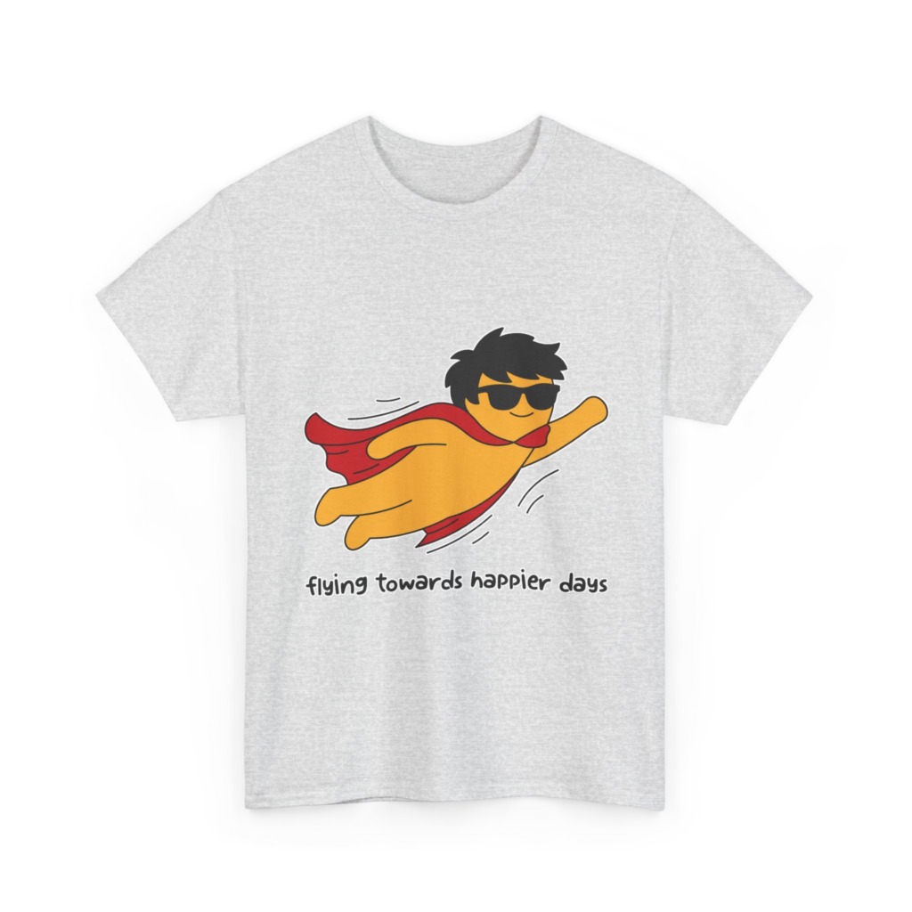 T-Shirt: Flying Hero 'Happier Days' Graphic Print