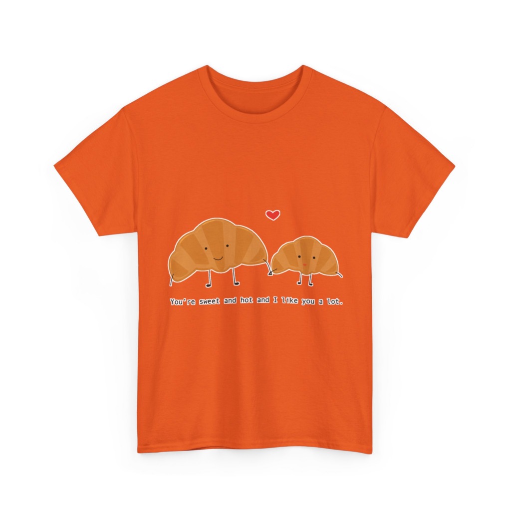 T-Shirt: Croissant Couple 'Sweet & Hot' Graphic Tee