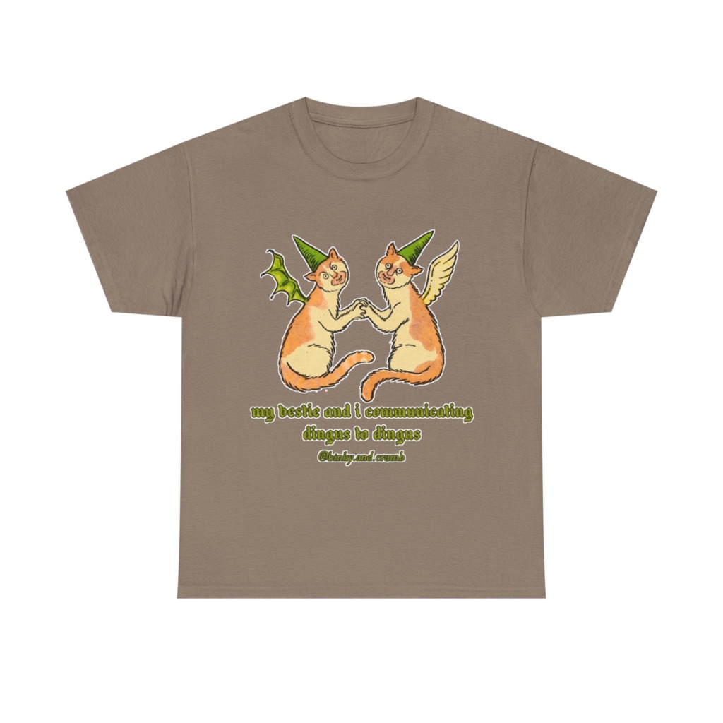 T-Shirt: Medieval Cat Besties 'Dingus to Dingus' Graphic