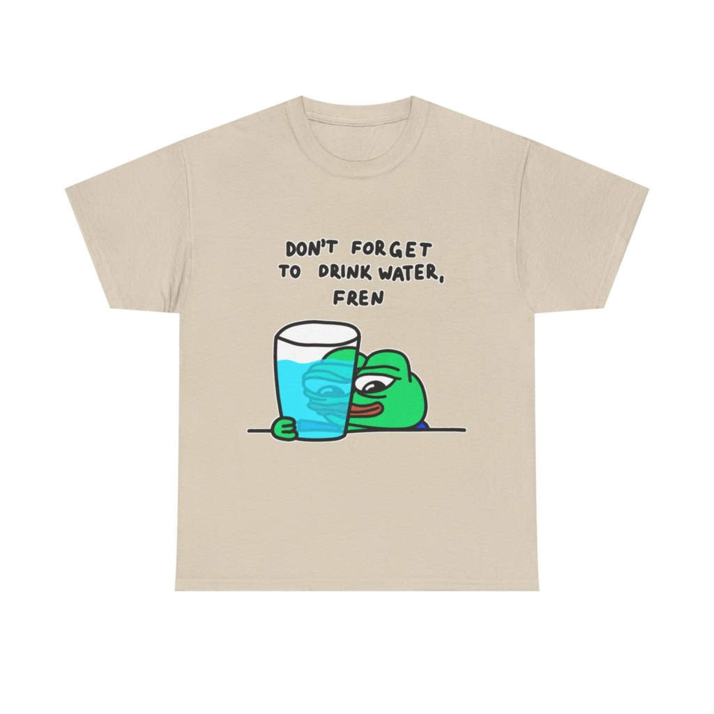 Graphic Tee: Pepe 'Don't Forget Water, Fren' Print