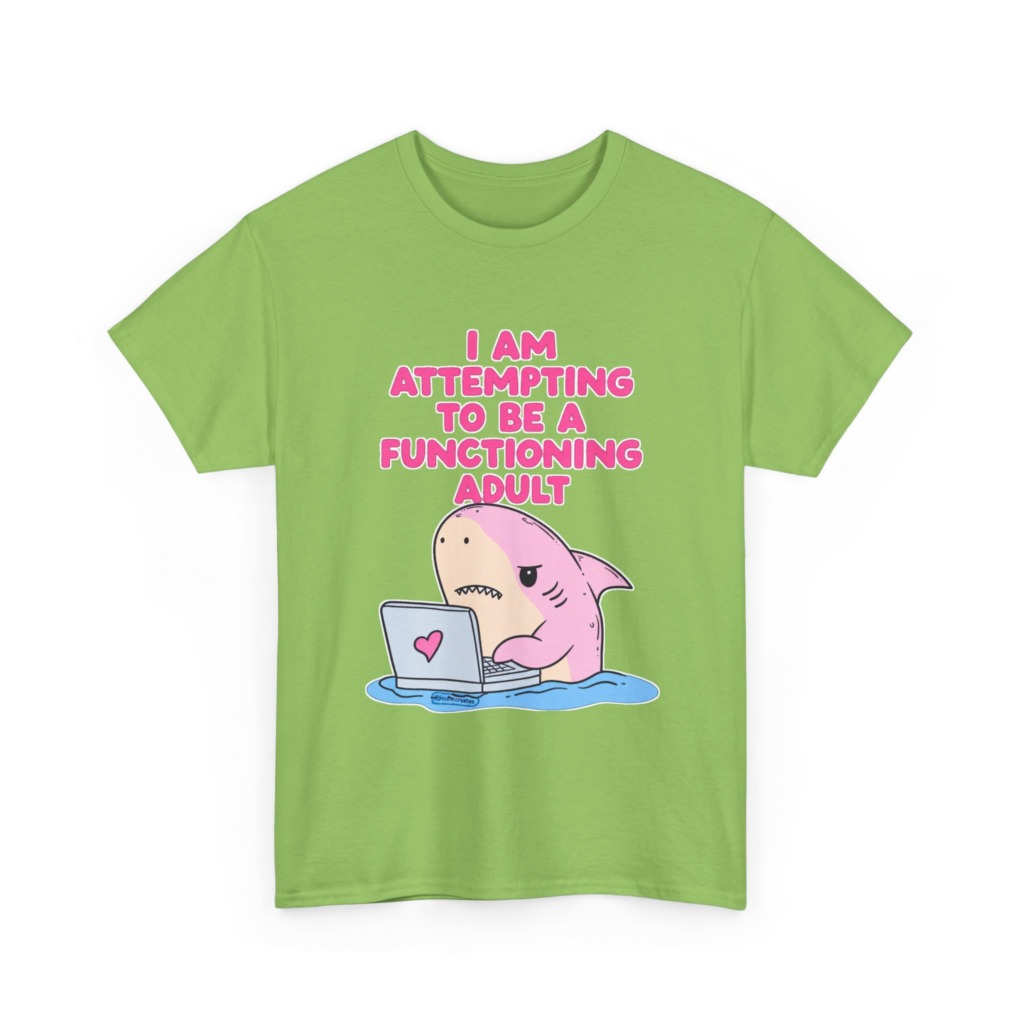 "Functioning Adult" Shark Laptop Graphic Tee