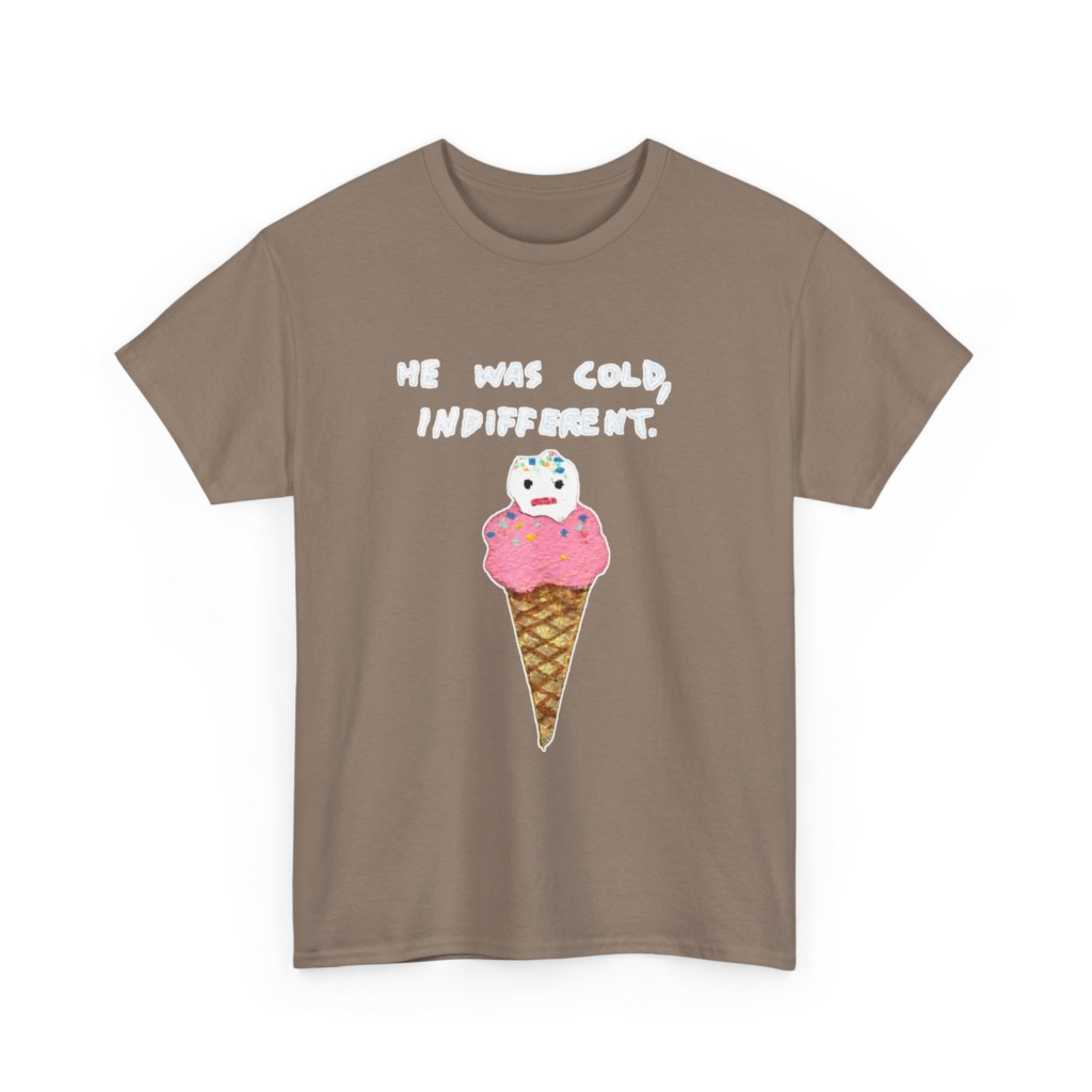 T-Shirt with Cold, Indifferent Ice Cream Graphic