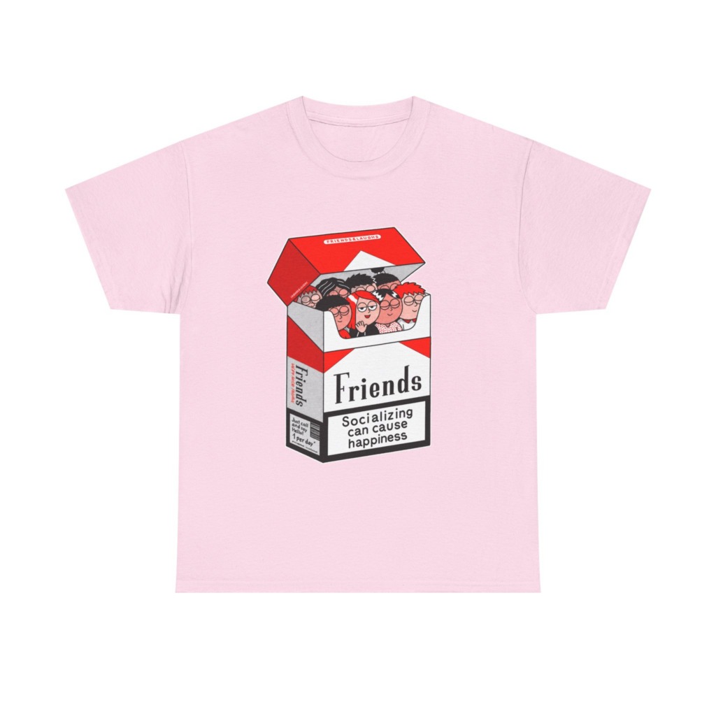Graphic Tee: Friends Socializing Cigarette Pack