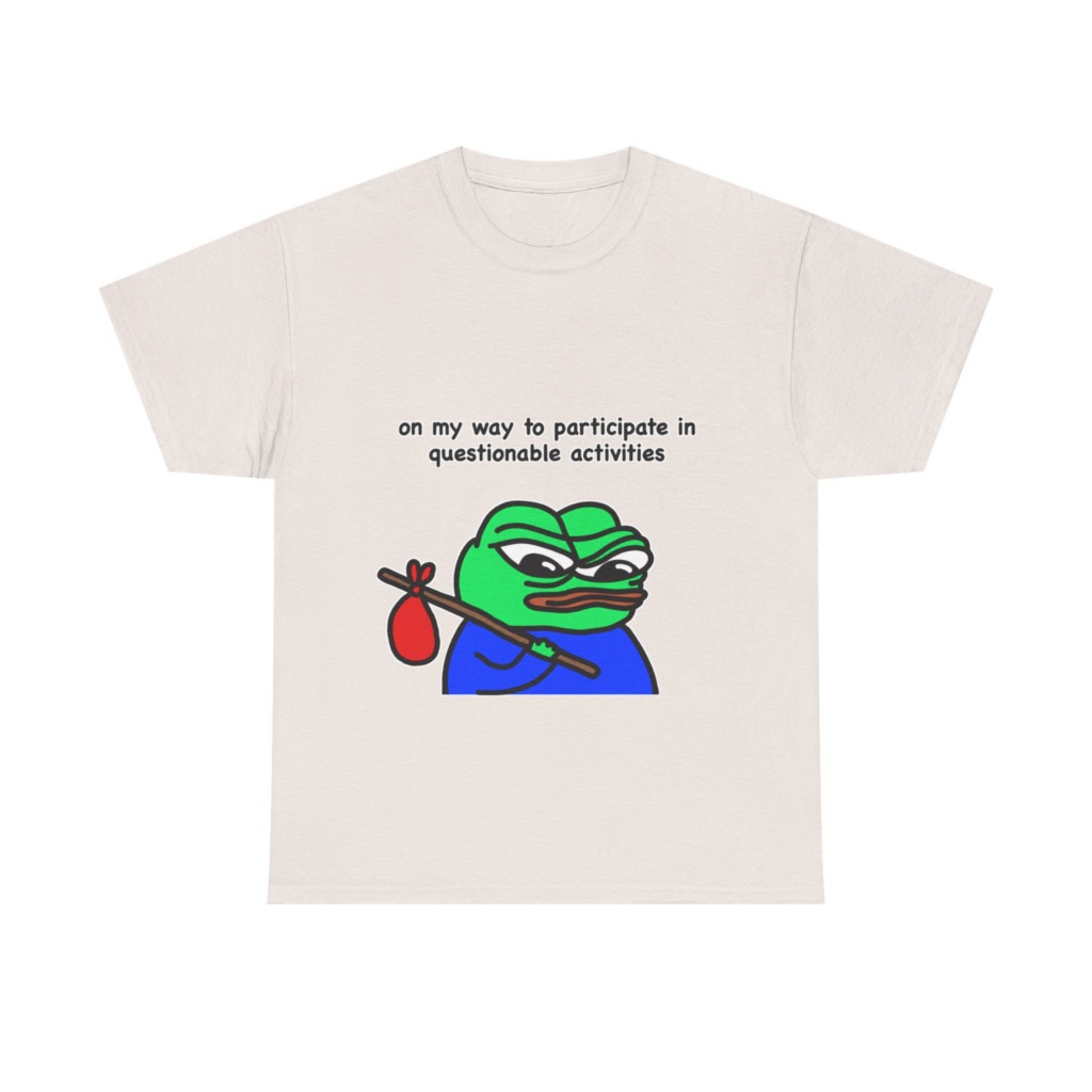 T-Shirt: Questionable Activities Pepe Frog Print