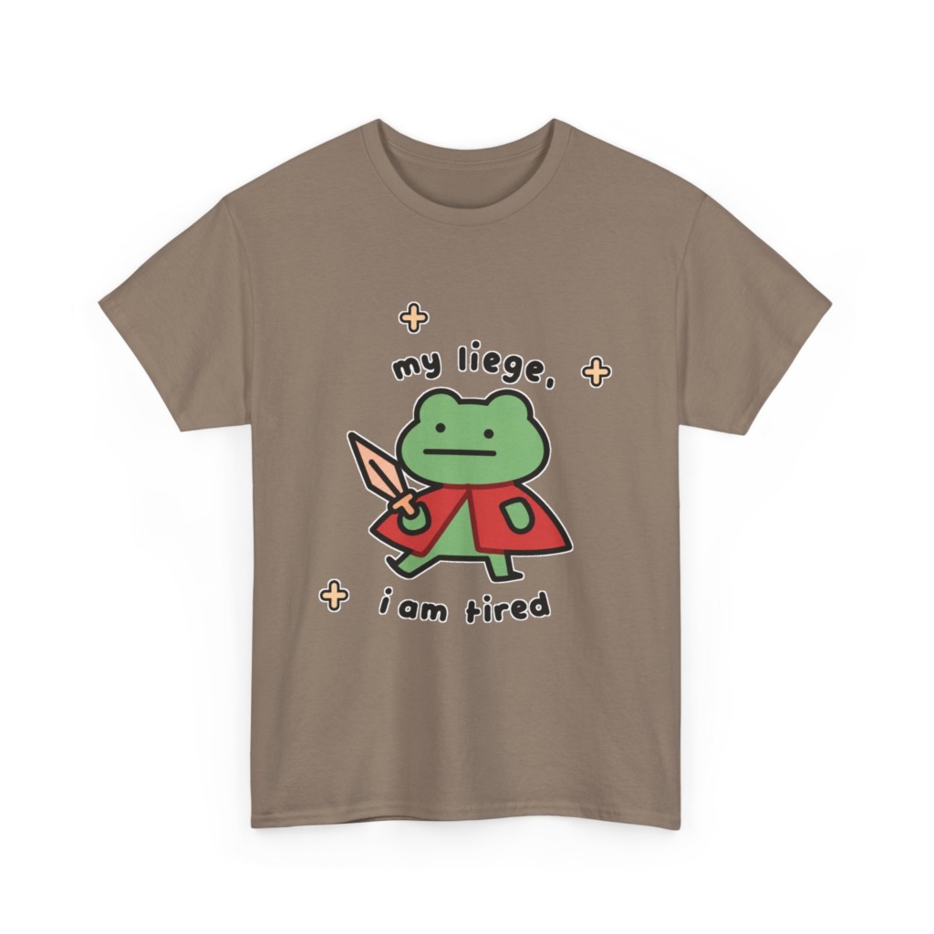 T-Shirt: Tired Frog Knight 'my liege, i am tired' Print