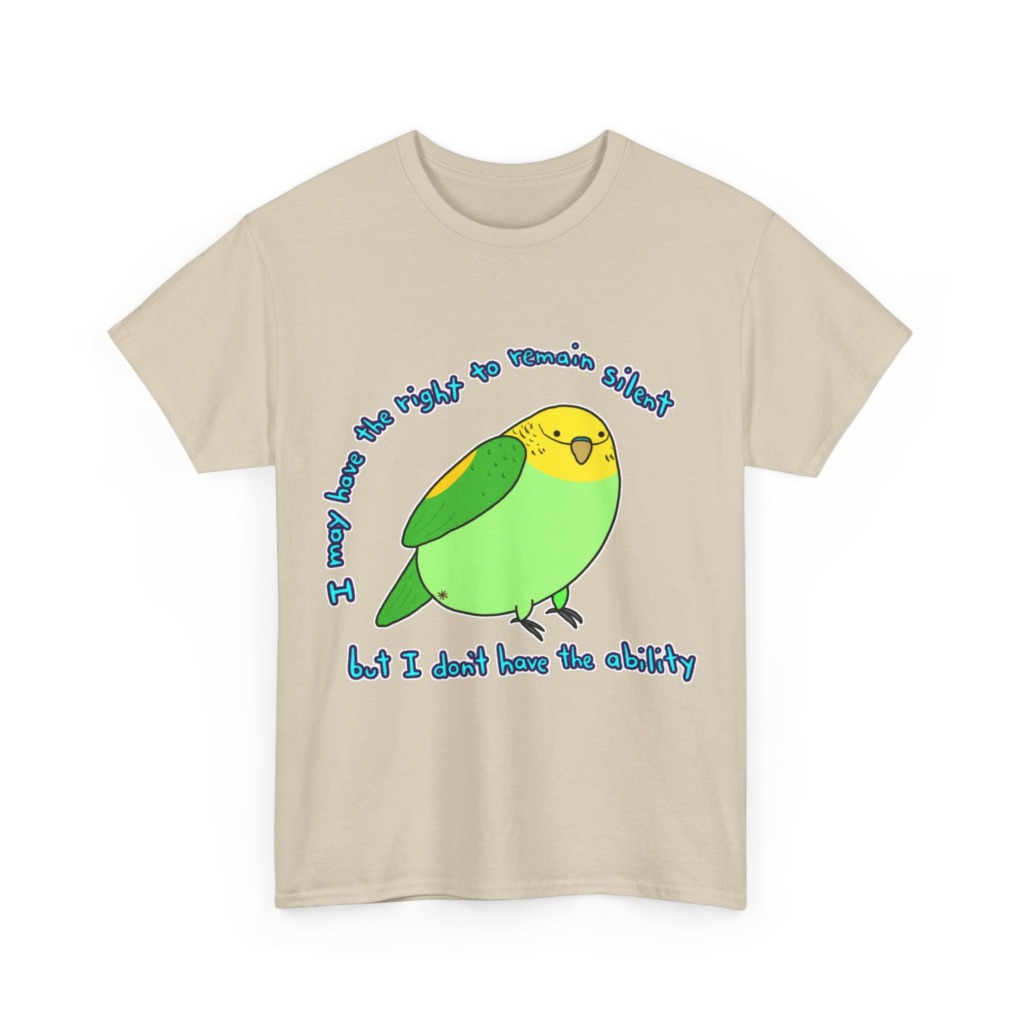 T-Shirt: Parakeet 'Right to Remain Silent' Quote
