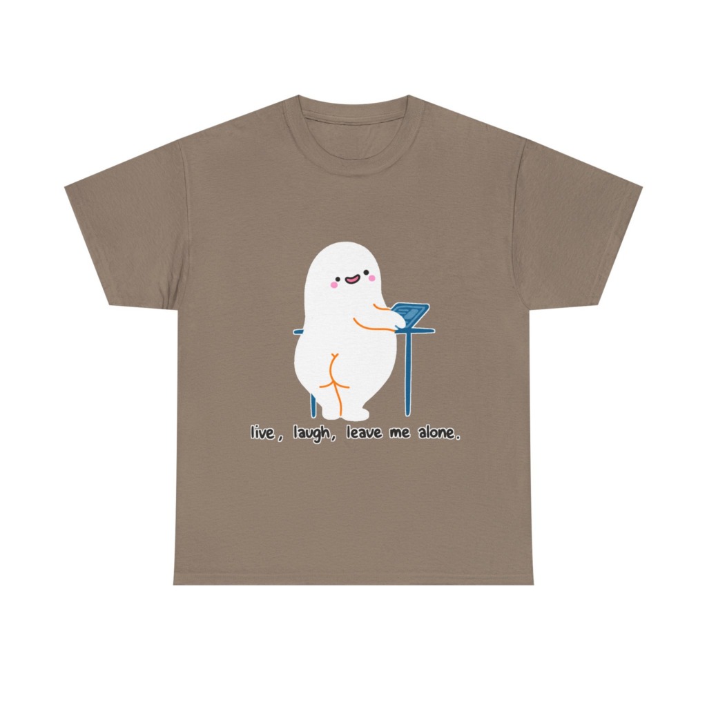 T-Shirt with Live, Laugh, Leave Me Alone Ghost Graphic