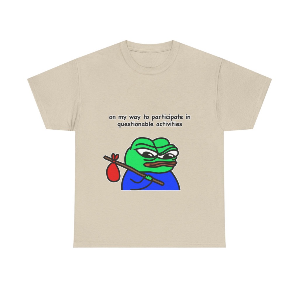 T-Shirt: Questionable Activities Pepe Frog Print