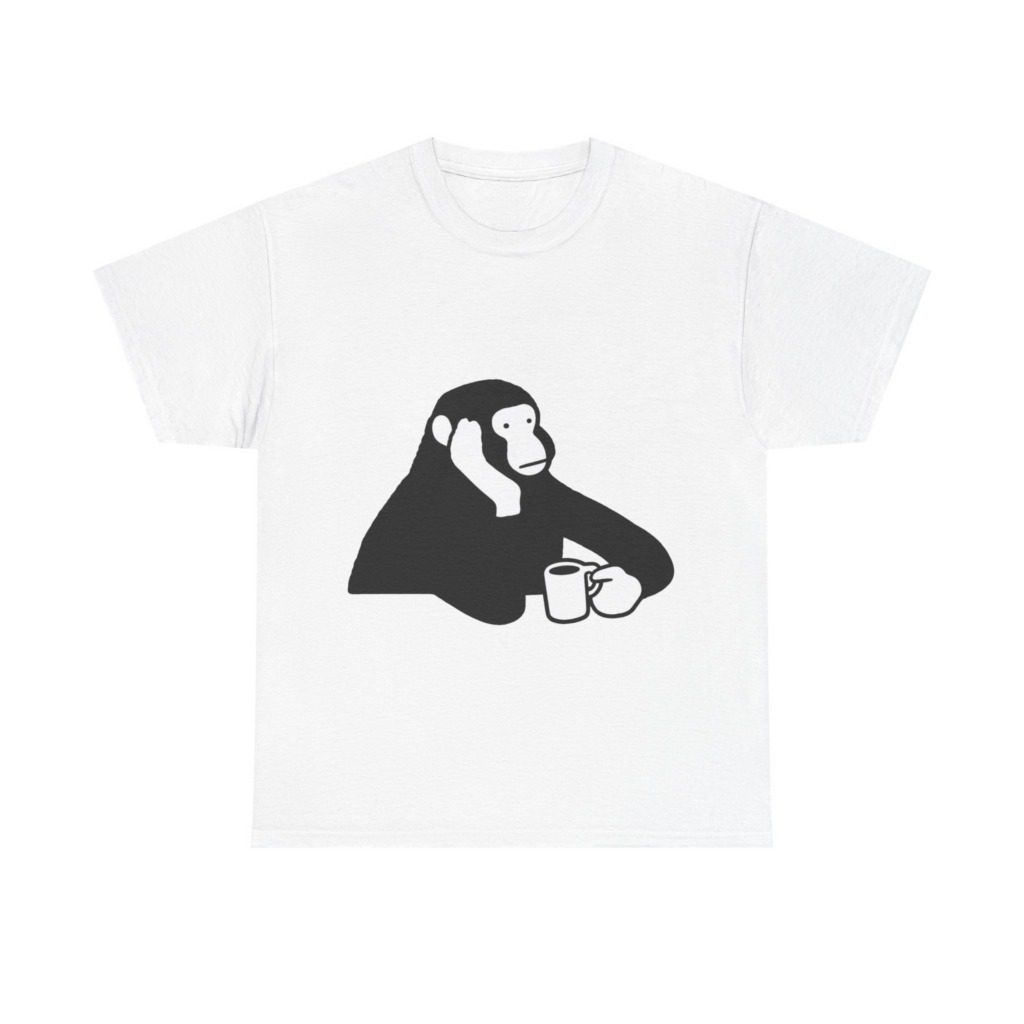 T-Shirt: Chimp with Coffee Mug Graphic