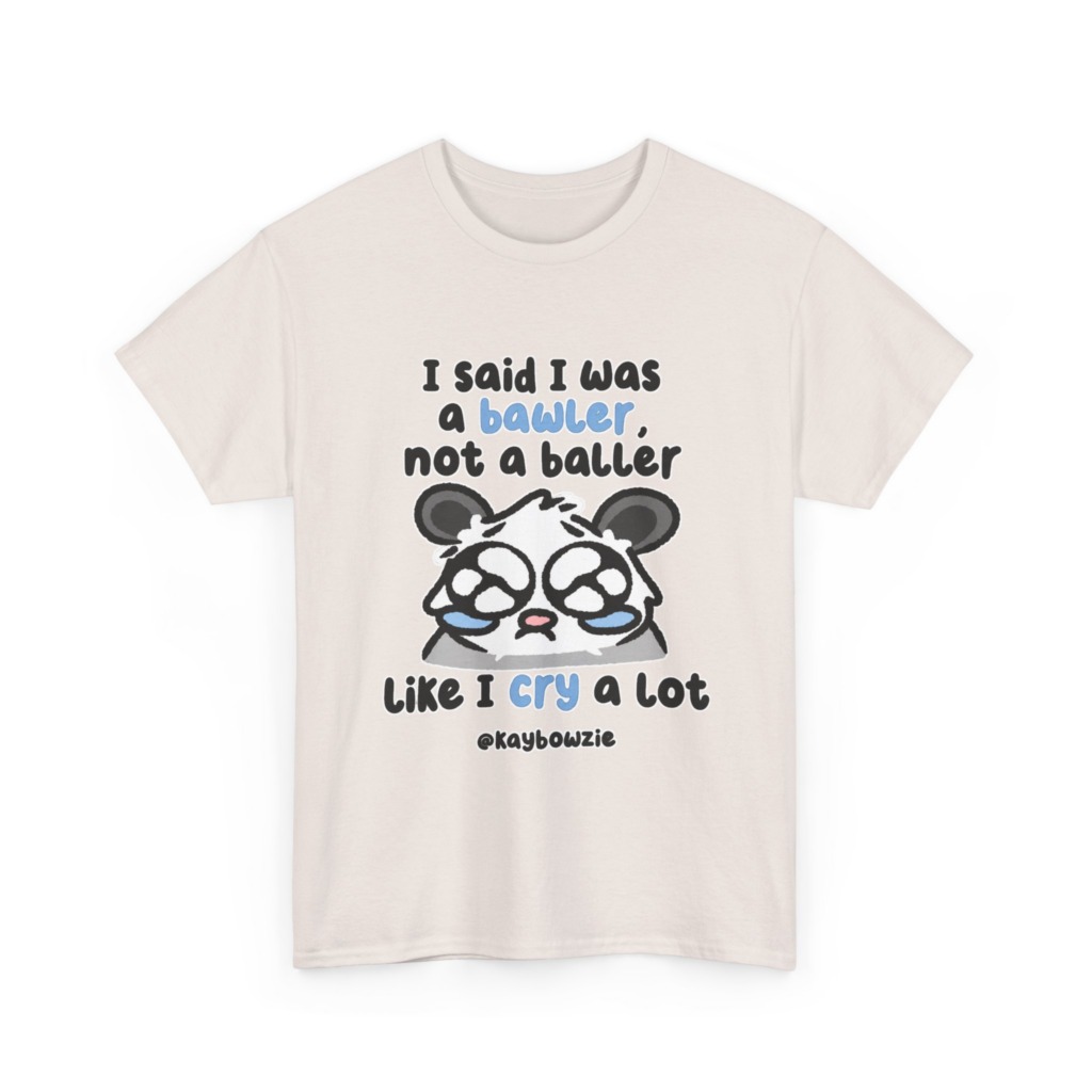 T-Shirt with Crying Animal 'Bawler Not Baller' Graphic