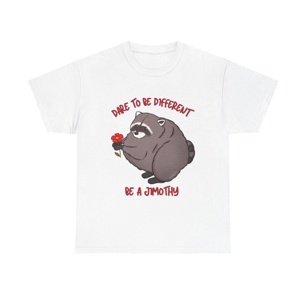Raccoon T-Shirt: Jimothy with Flower Graphic Print