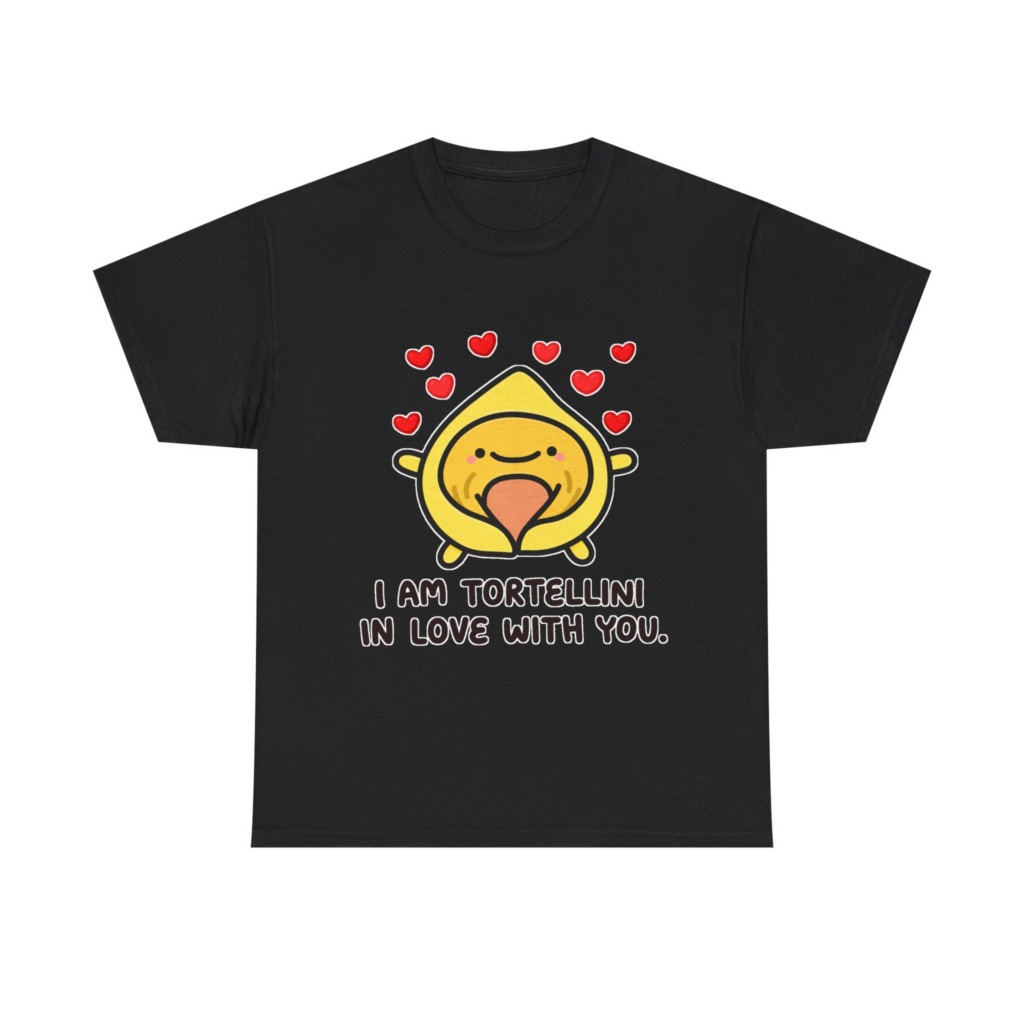 T-Shirt with Tortellini in Love Graphic