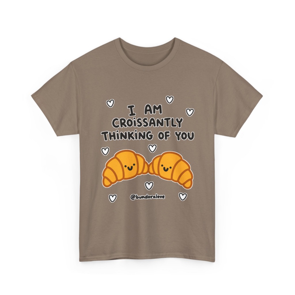 White T-Shirt: Croissantly Thinking Of You Graphic Print