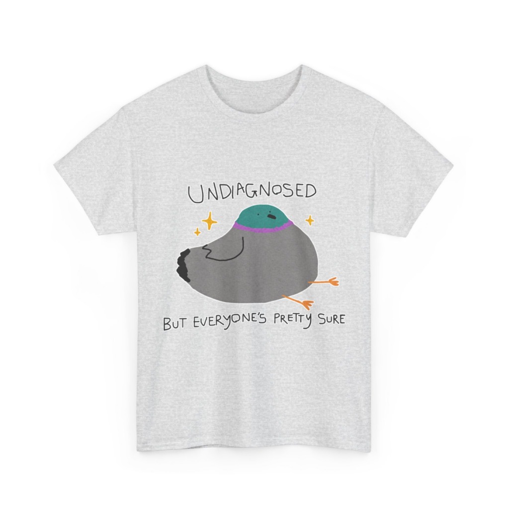 T-Shirt with Pigeon 'Undiagnosed' Graphic