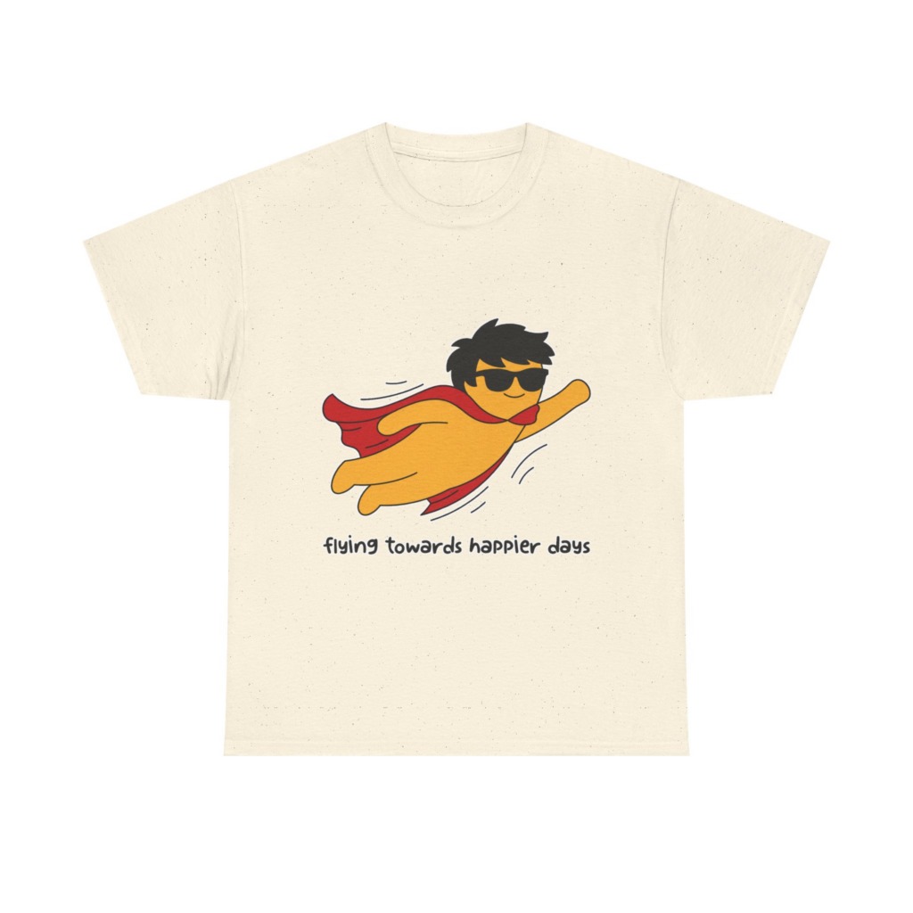 T-Shirt: Flying Hero 'Happier Days' Graphic Print