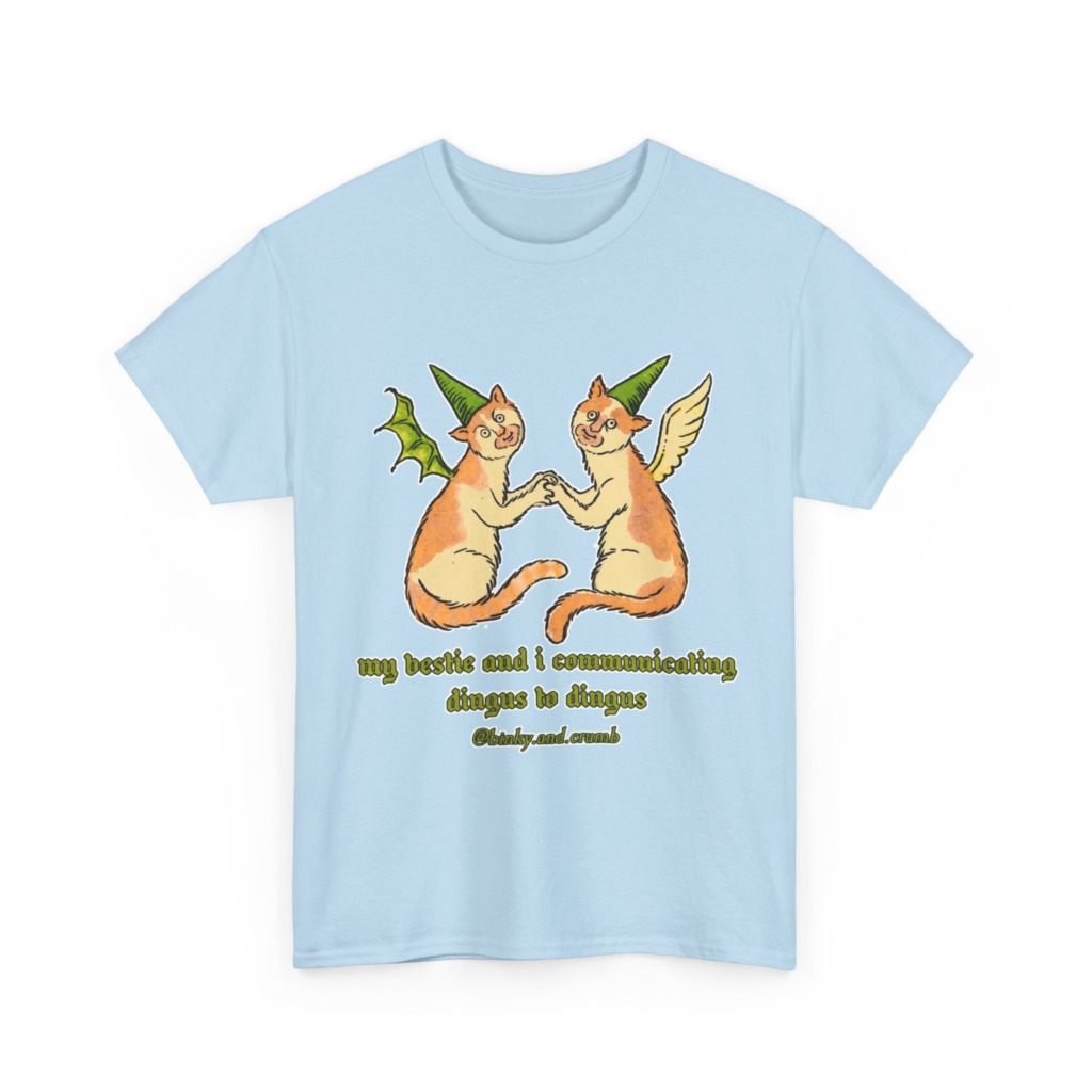 T-Shirt: Medieval Cat Besties 'Dingus to Dingus' Graphic